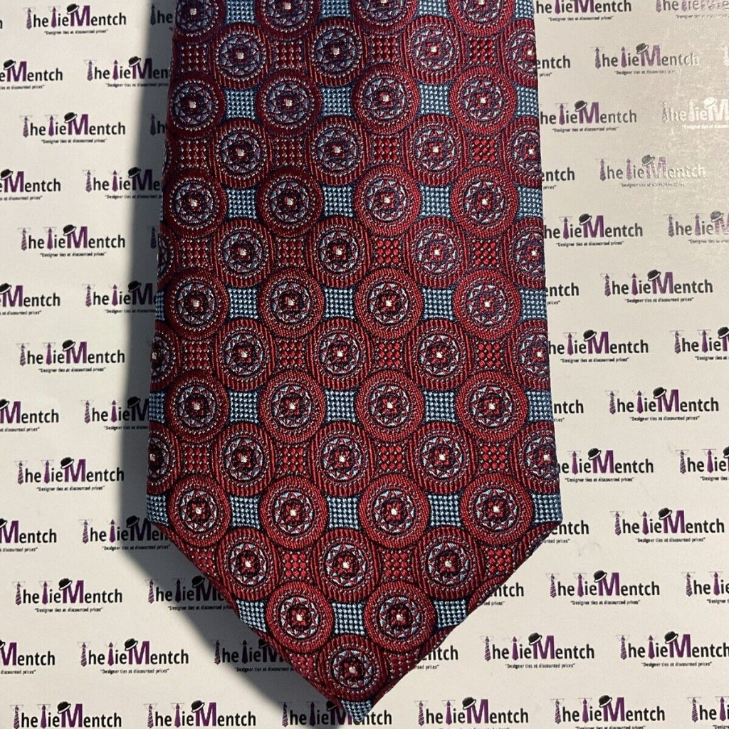 Joseph Abboud Red  Blue Geometric Pattern Design Tie Brand New 3 Msrp 5999